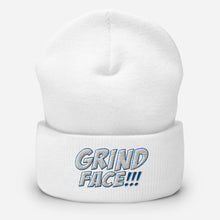 Load image into Gallery viewer, GrindFace!!! White/Blue Cuffed Beanie
