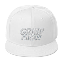 Load image into Gallery viewer, GrindFace!!! White/Grey Snapback Hat