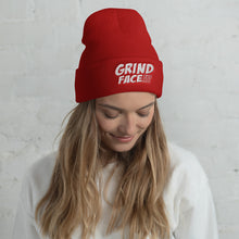 Load image into Gallery viewer, GrindFace!!! White/Red Cuffed Beanie
