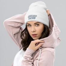 Load image into Gallery viewer, GrindFace!!! White/Blue Cuffed Beanie
